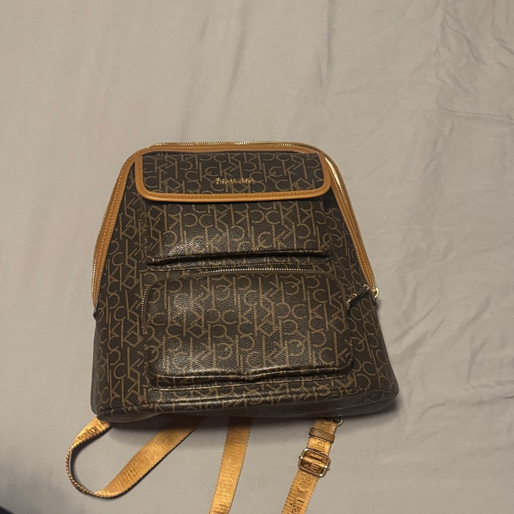Calvin Klein Monogram Black and Brown Backpack